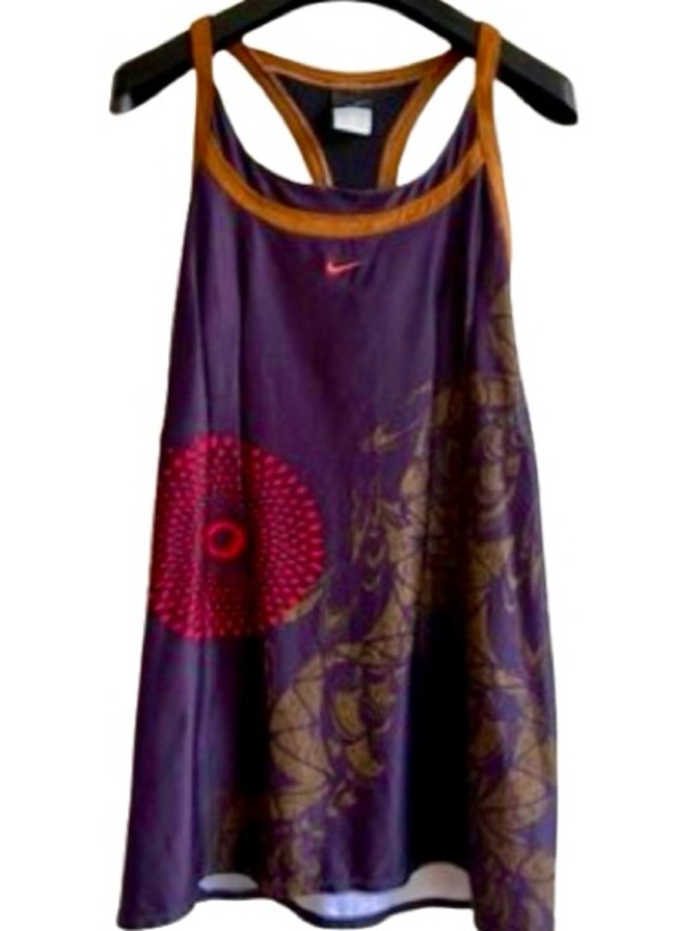 NIKE SERENA WILLIAMS gorgeous  Purple Dress w/Bronze red graphics  XSMALL